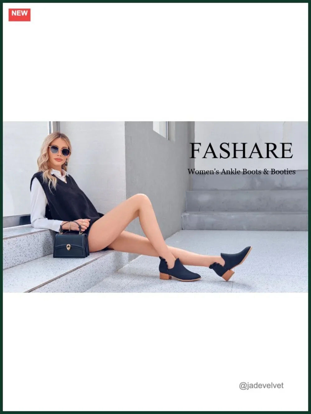 Faux Leather Pointed Toe Ankle Booties Cutout Slip On Stacked Heel